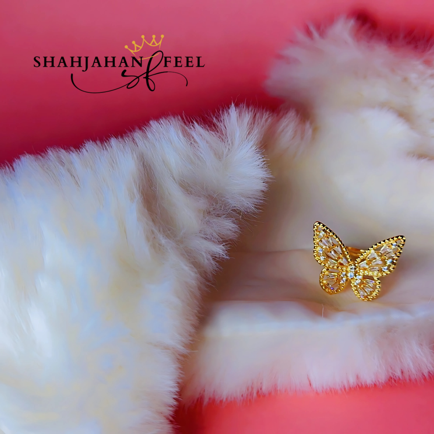 Golden Butterfly Sparkle Ring