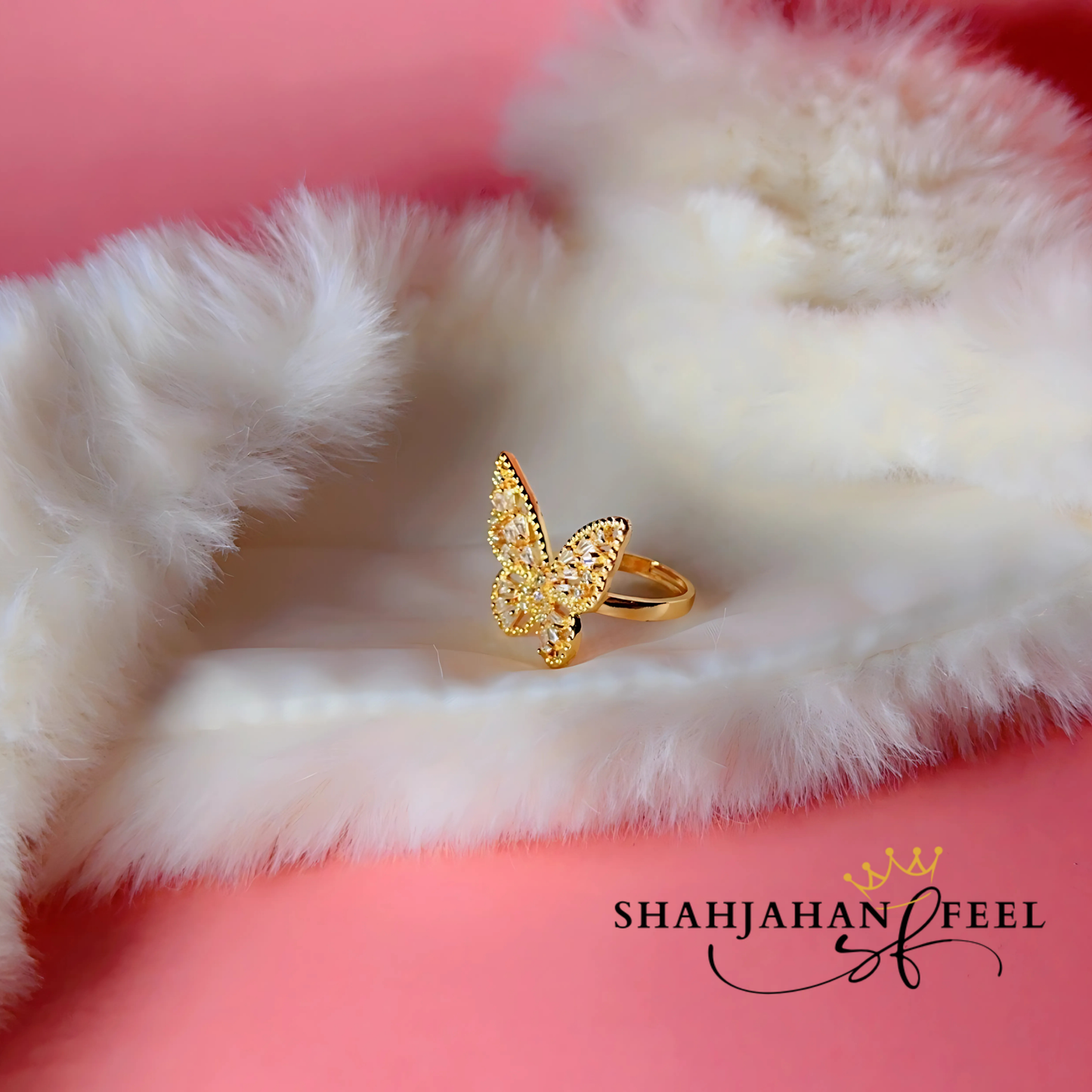 Golden Butterfly Sparkle Ring