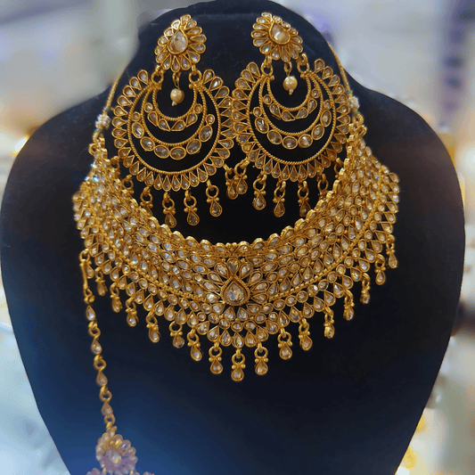 Radiant Golden Kundan Bridal Set